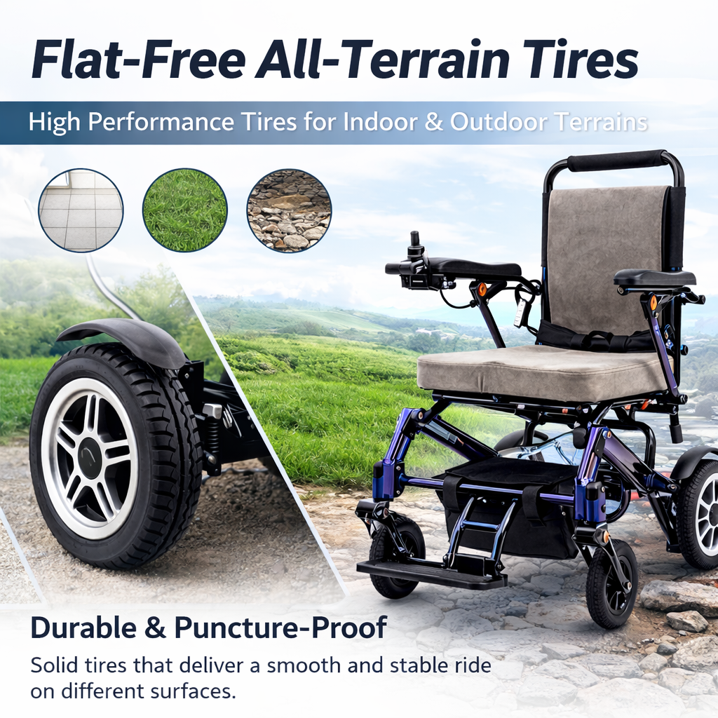 EP-02 Foldable Electric Wheelchair, 330 lb Load Capacity, Long-Range 12.4 Miles