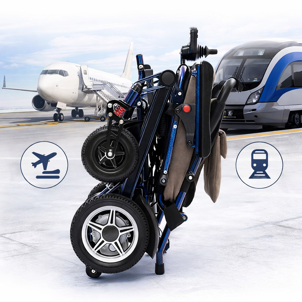 EP-02 Foldable Electric Wheelchair, 330 lb Load Capacity, Long-Range 12.4 Miles