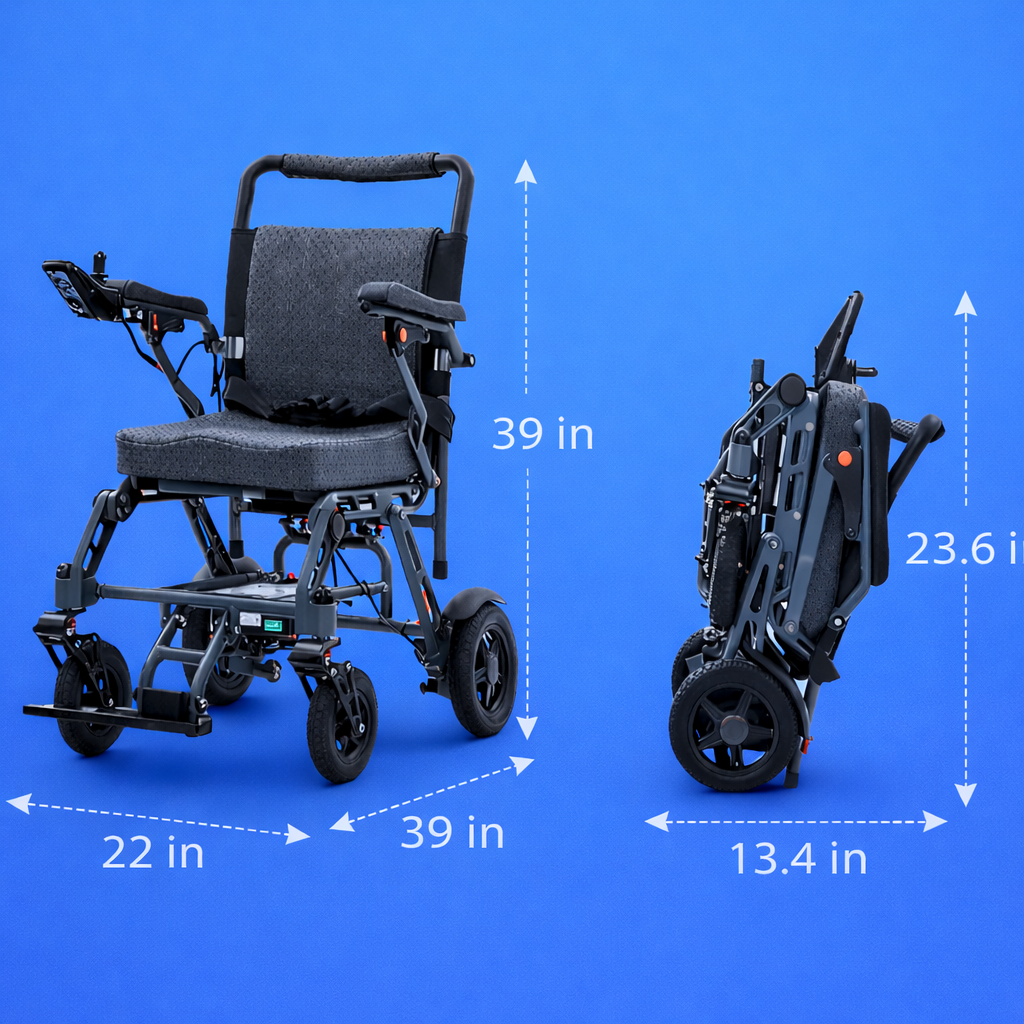 EP-03 Folding Electric Wheelchair, 40 lb Lightweight Magnesium Alloy Frame, 12.4-Mile Range