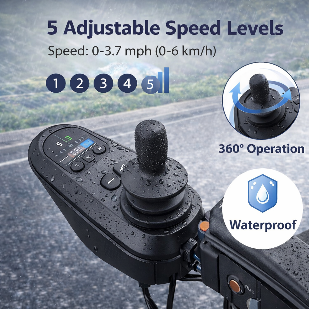 EP-03 Folding Electric Wheelchair, 40 lb Lightweight Magnesium Alloy Frame, 12.4-Mile Range