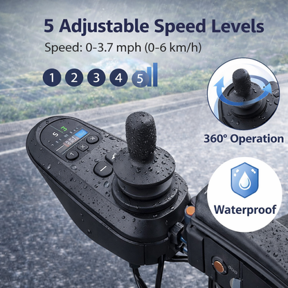 EP-03 Folding Electric Wheelchair, 40 lb Lightweight Magnesium Alloy Frame, 12.4-Mile Range