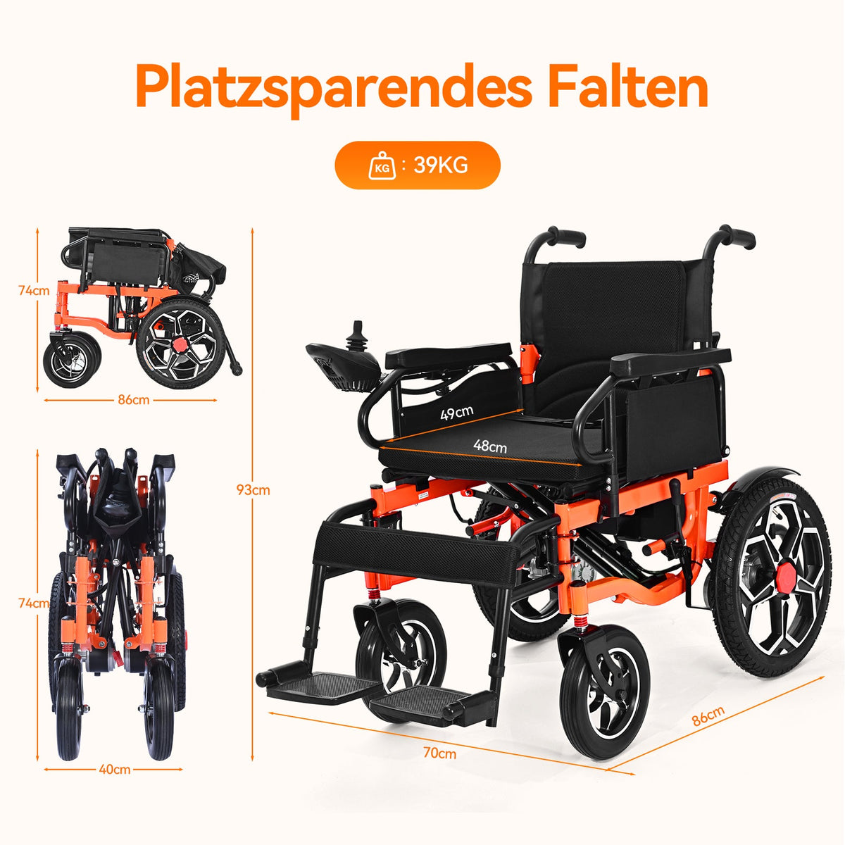 D09 Electric Wheelchair for Adults, Folding Powerchair
