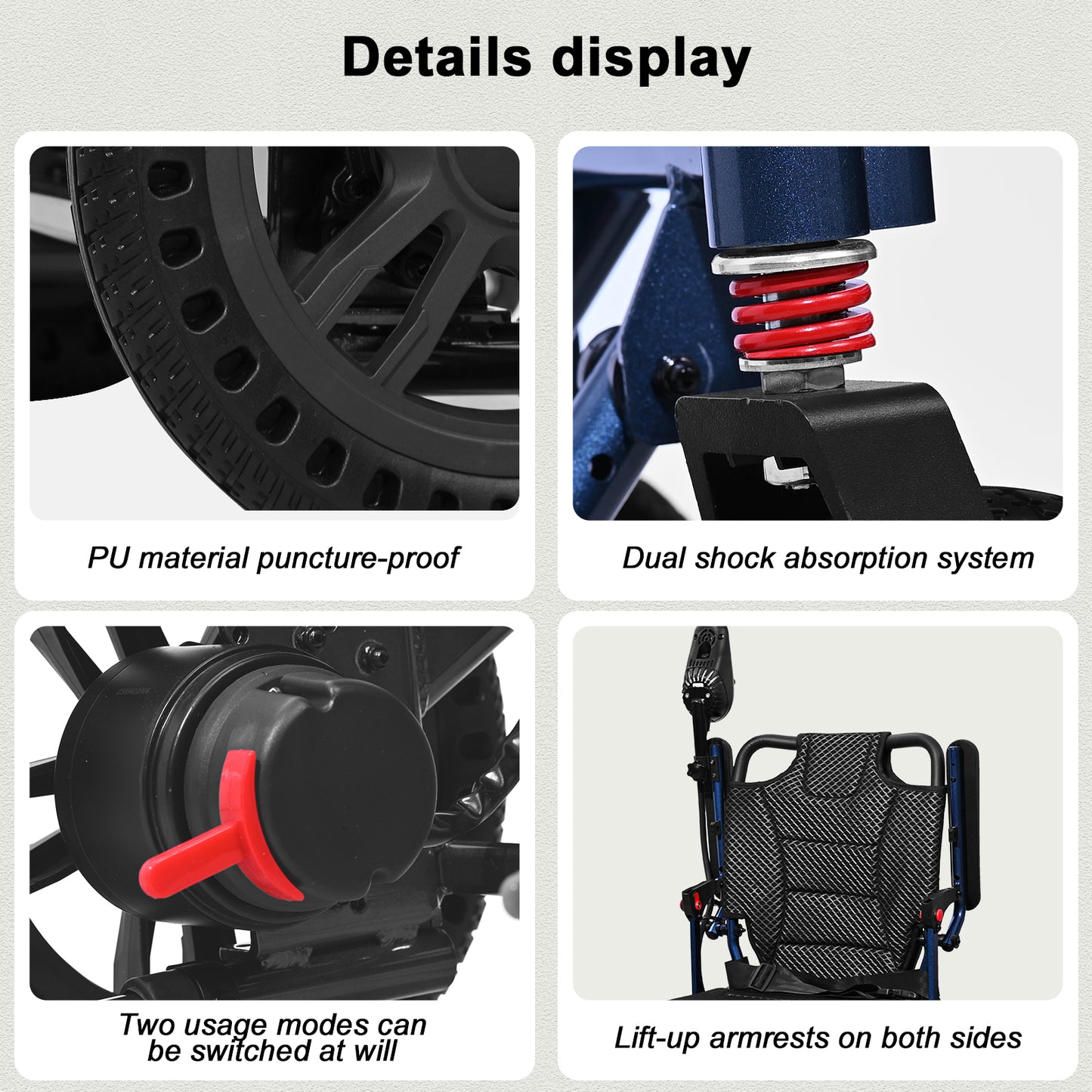 D14 Foldable Electric Wheelchair, 18 kg Lightweight Aluminum Alloy Frame