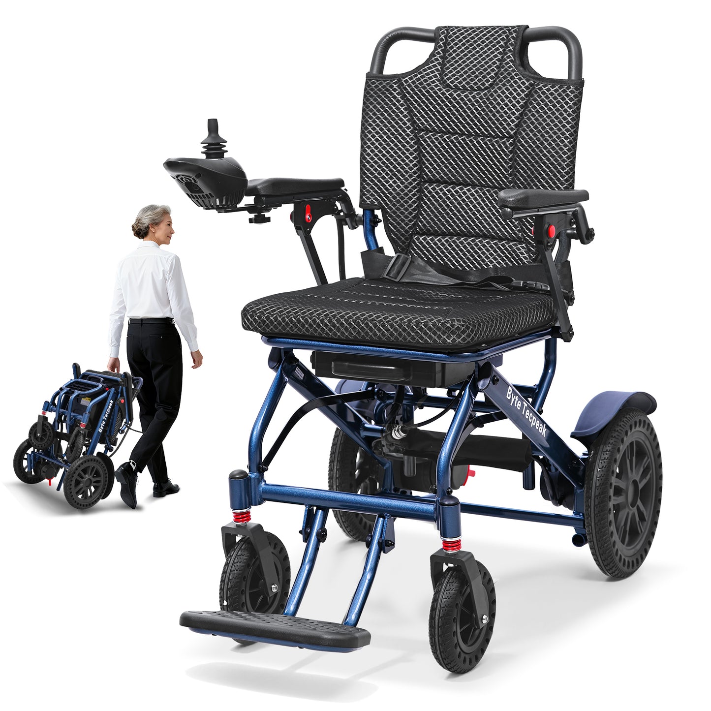D14 Foldable Electric Wheelchair, 18 kg Lightweight Aluminum Alloy Frame