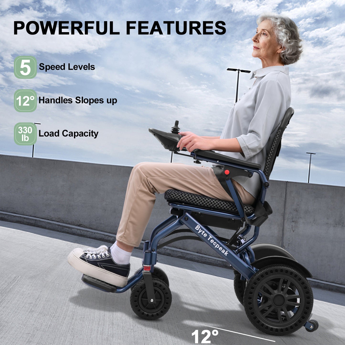 D14 Foldable Electric Wheelchair, 18 kg Lightweight Aluminum Alloy Frame