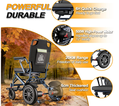 D14 Folding Electric Wheelchair for Adults with Removable Lithium Battery