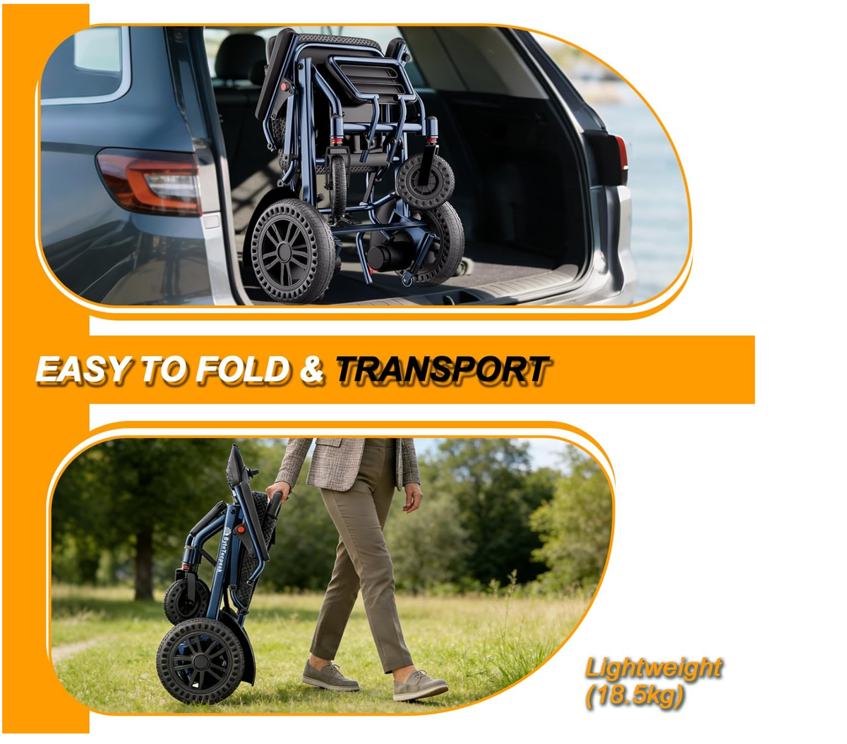 D14 Folding Electric Wheelchair for Adults with Removable Lithium Battery
