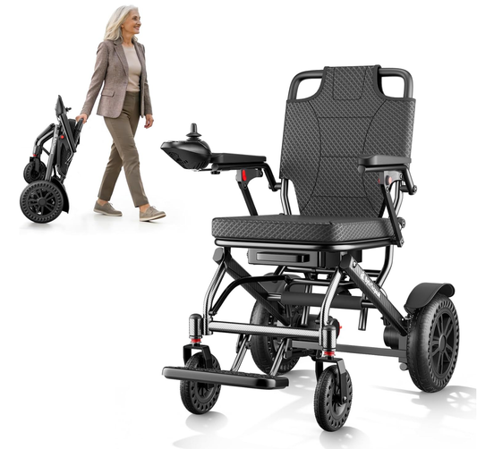 D14 Folding Electric Wheelchair for Adults,12Ah Removable Lithium Battery, Black