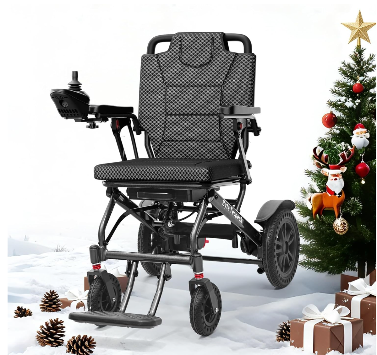 D14 Folding Electric Wheelchair for Adults,12Ah Removable Lithium Battery, Black