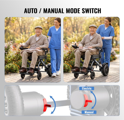 D14 Folding Electric Wheelchair for Adults,12Ah Removable Lithium Battery, Black