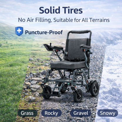 EP-03 Folding Electric Wheelchair, 40 lb Lightweight Magnesium Alloy Frame, 12.4-Mile Range