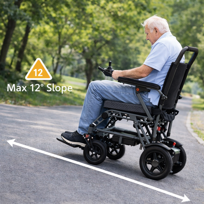EP-03 Folding Electric Wheelchair, 40 lb Lightweight Magnesium Alloy Frame, 12.4-Mile Range