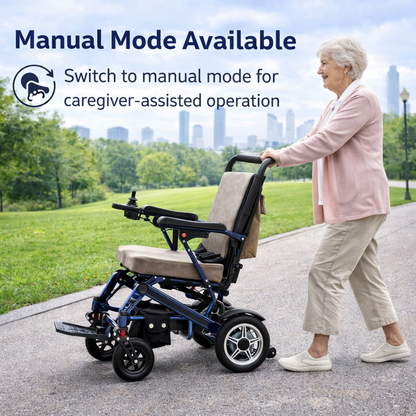 EP-02 Foldable Electric Wheelchair, 330 lb Load Capacity, Long-Range 12.4 Miles